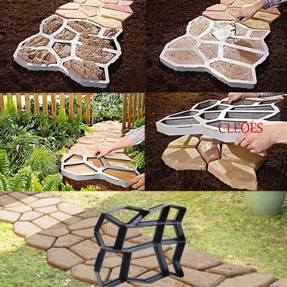 CLEOES Path Maker Paver แม่พิมพ์, สวน Diy หินอิฐคอนกรีตแม่พิมพ์,พลาสติกนํากลับมาใช้ใหม่ไม่สม่ําเสมออิฐเส้นทาง Paver ชั้น