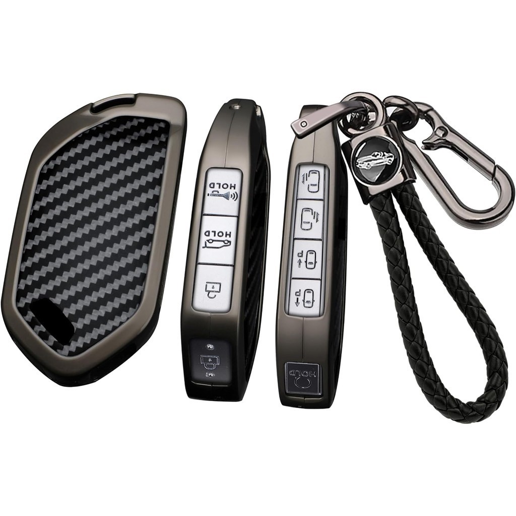 SANRILY คาร์บอนไฟเบอร์รูปแบบ 4/5/7/8 ปุ่ม Key Fob ฝาครอบ Fit สําหรับ Kia Telluride 2023 2024 EV9 EV5