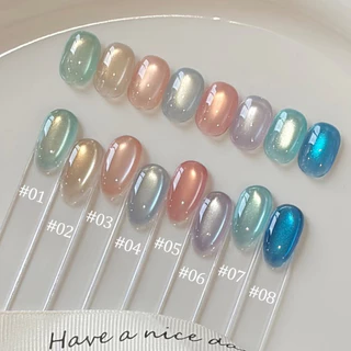 SHAKA สีทาเล็บเจลแคทอาย ม้าหมุน 8 สี โทนชมพูฟ้าประกายละเอียด เพ้นท์เล็บ แบบแช่ออก ติดทนนาน UV ทำเล็บ [SK504]