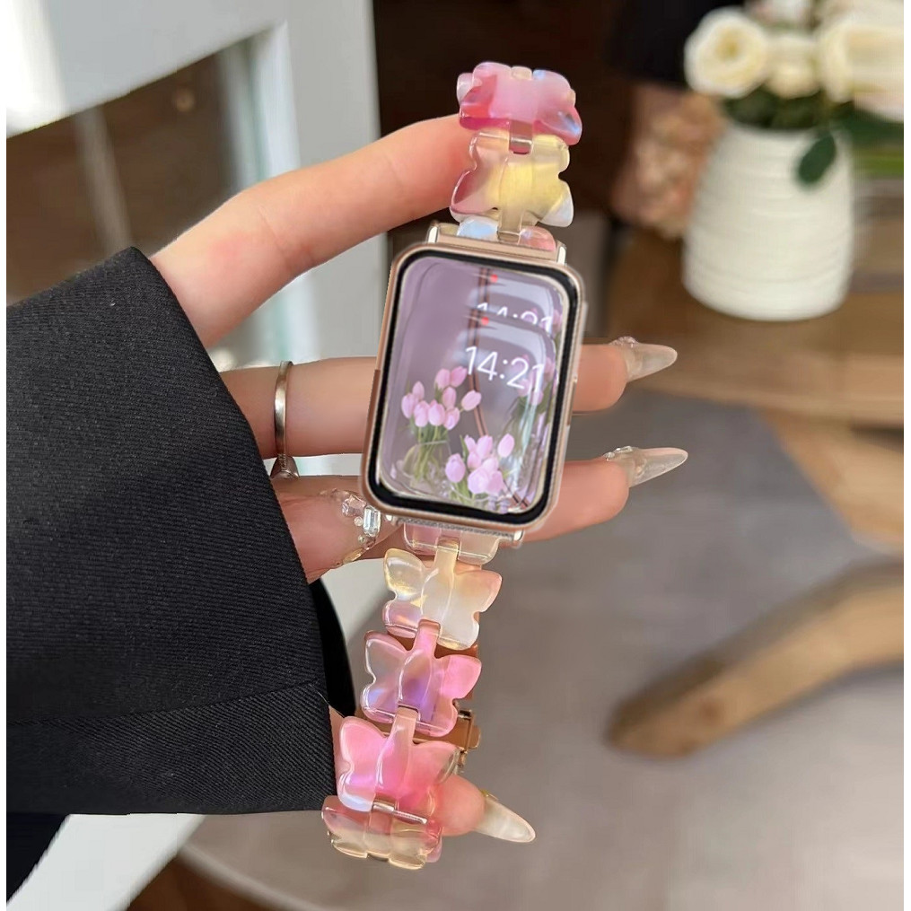 Dreamy Butterfly Resin Strap For สาย Samsung Galaxy Fit 3 Strap Replacement Galaxy Fit 3 สาย Watchba