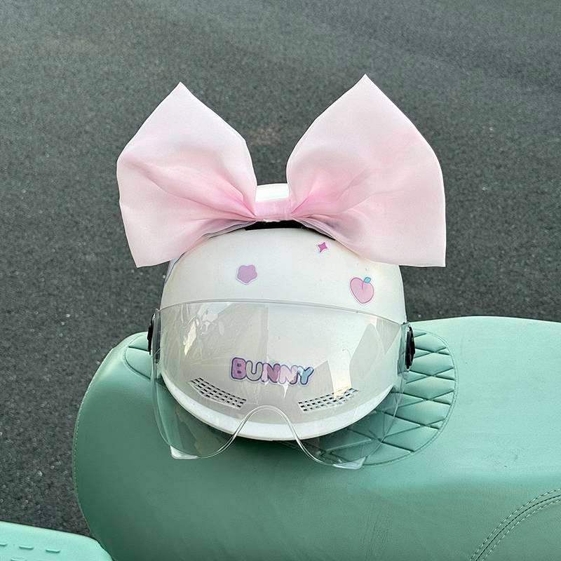 No helmet! Oversized Bow Helmet Decoration Electric Motorcycle Ski Helmet Universal Quick Release St