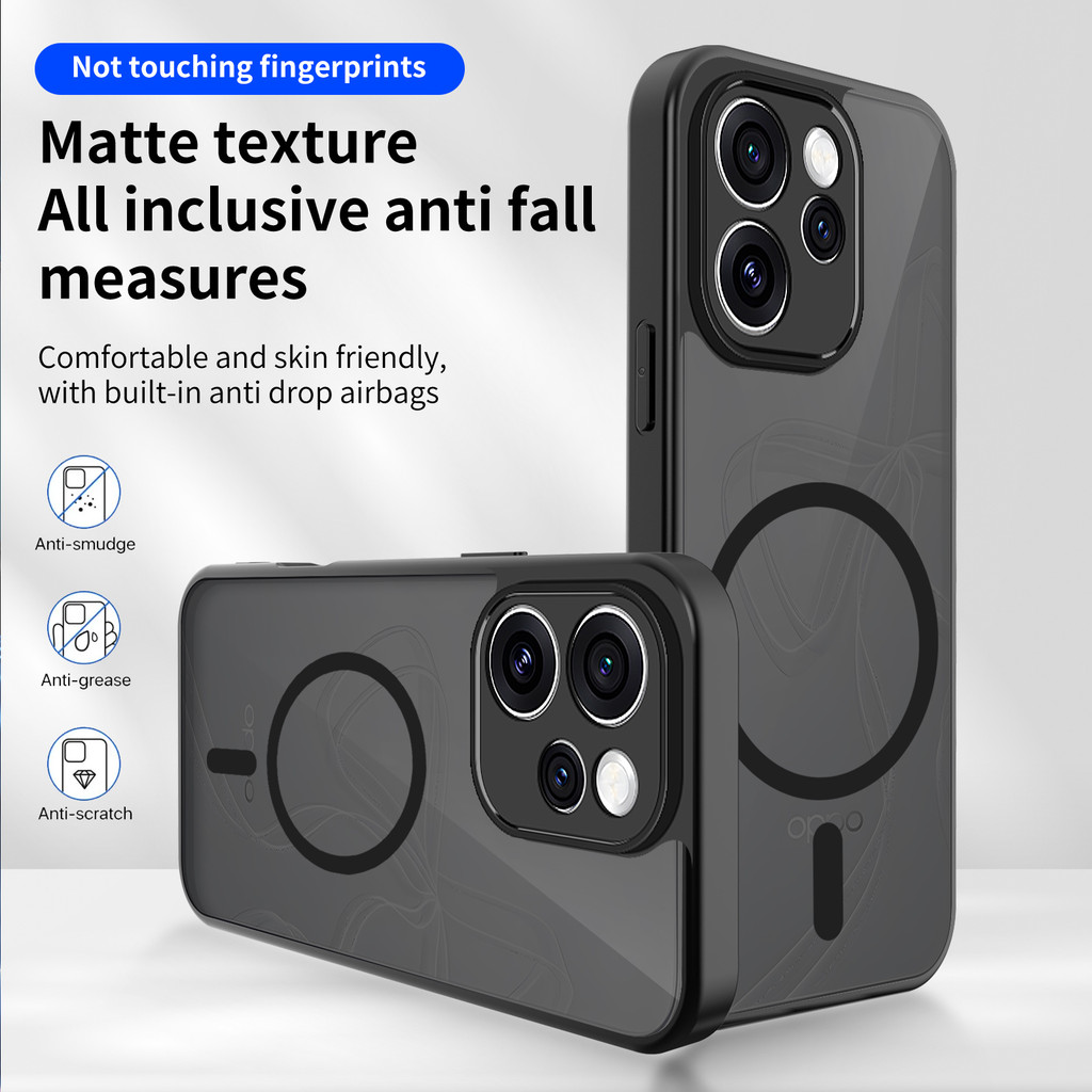 ขายร้อนสําหรับ OPPO Reno 12F 13F 14F 15F / Reno 12 13 14 15 Pro Max 15c 15 Pro Mini F27 Magnetic Matte Skin Feel Cover เลนส์ปกป้องเคสโทรศัพท์ Lanyard Hole