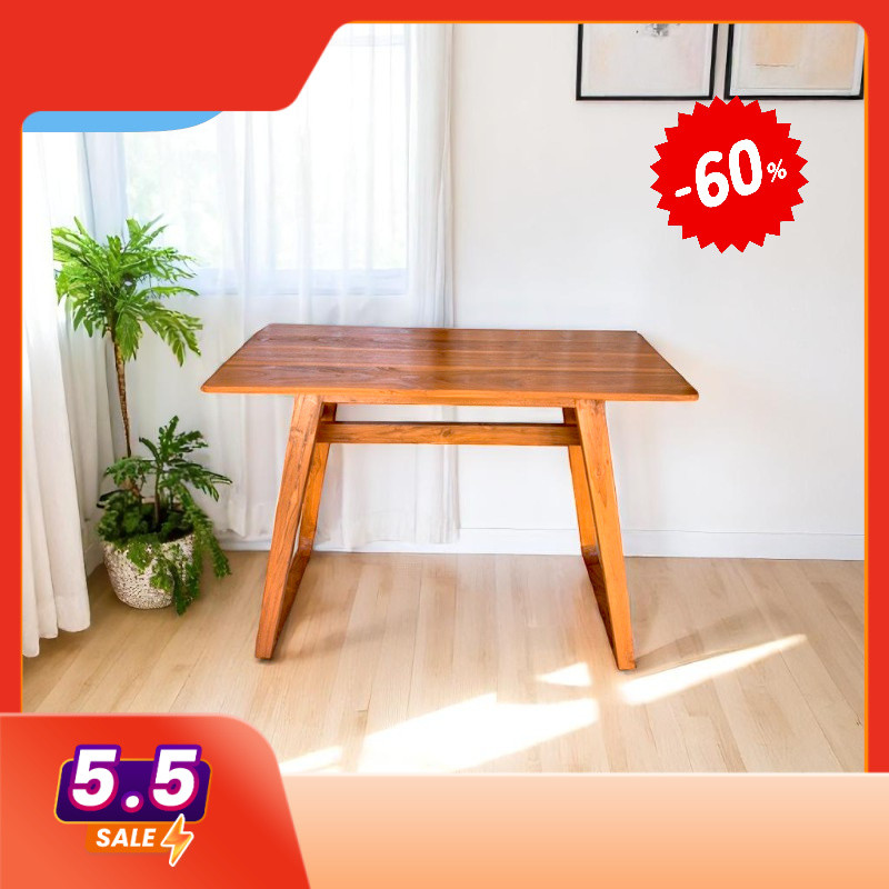 โต๊ะทำงานทรงเอ สีสัก ขนาด45*100สูง75cm. โต๊ะเรขาคณิต