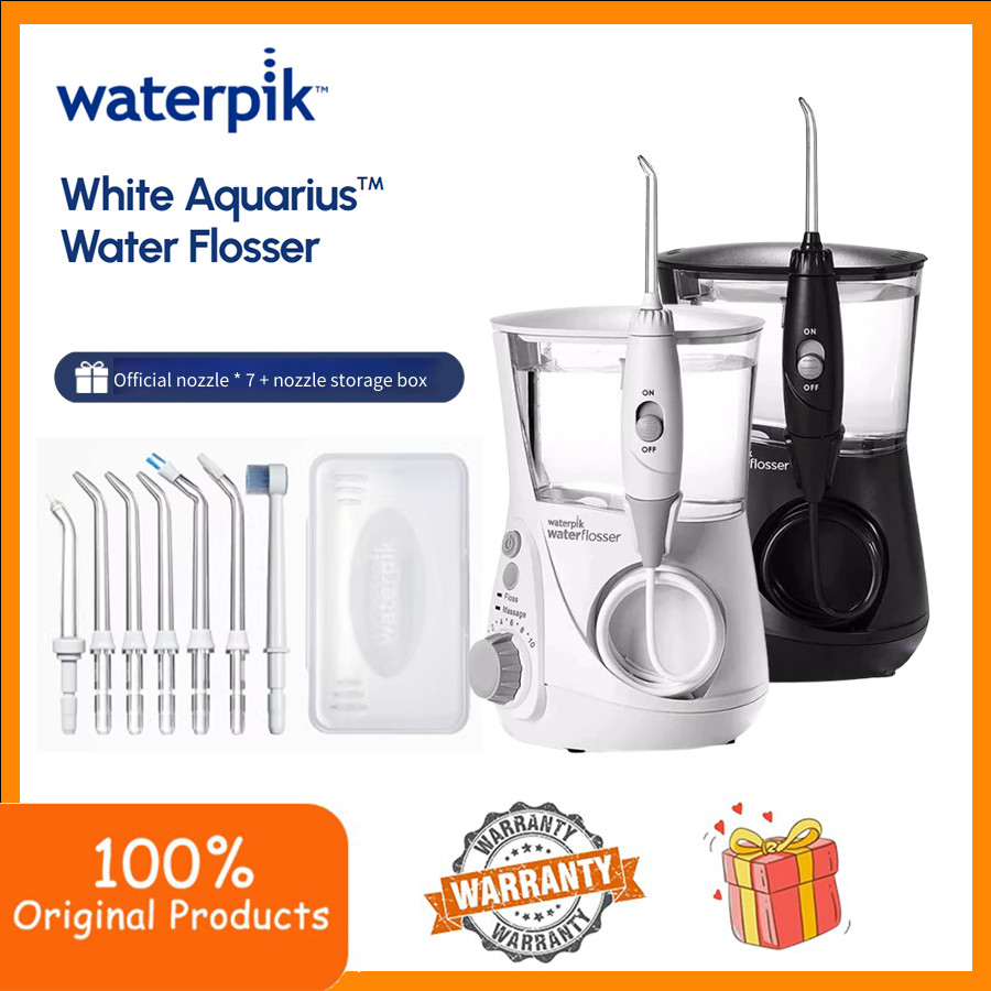 Countertop Water Flosser Waterpik WP-670 Aquarius 10 ความดัน 10-100PSI 651ml 90วิ 7 หัว Floss Massage 360 1นาที ครอบครัว