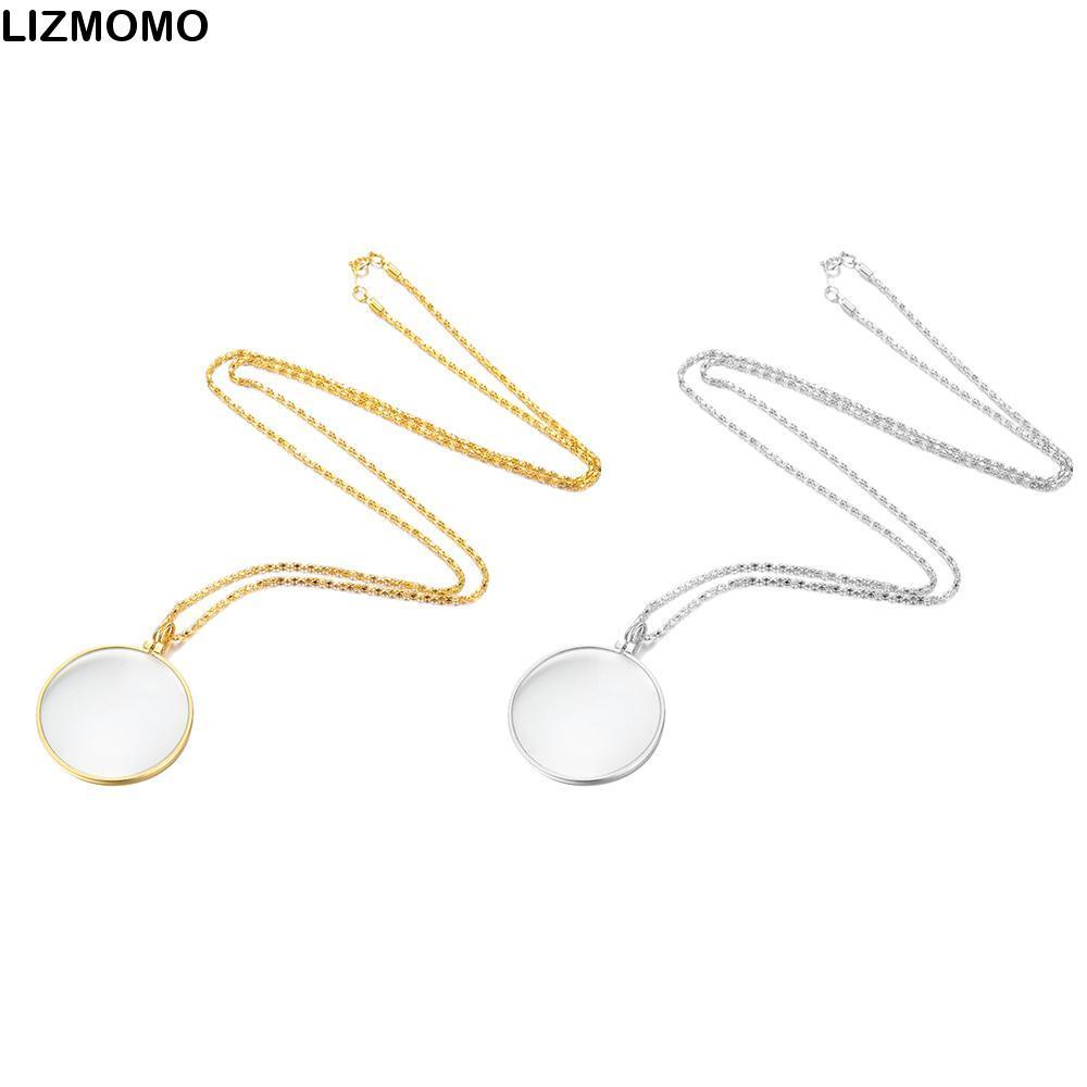 LIZMOMO 5X แว่นขยายสำหรับอ่านในรูปแบบของจี้สร้อยคอกลาง ของขวัญที่มีสไตล์และใช้งานได้จริง