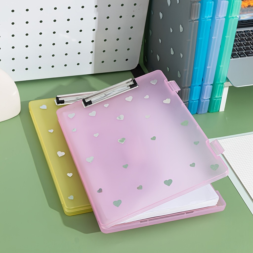 2-in-1 A4 File Box Folder, Large Capacity Plastic PP Document Holder with Pen Slot,Office Storage fo