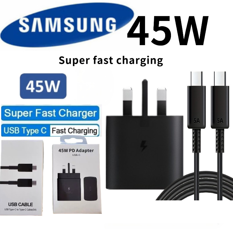 45w สําหรับ Samsung Super Fast อะแดปเตอร์ชาร์จ Type-C ถึง Type-C PD สายสําหรับ S20 S21 S22 S23 S24