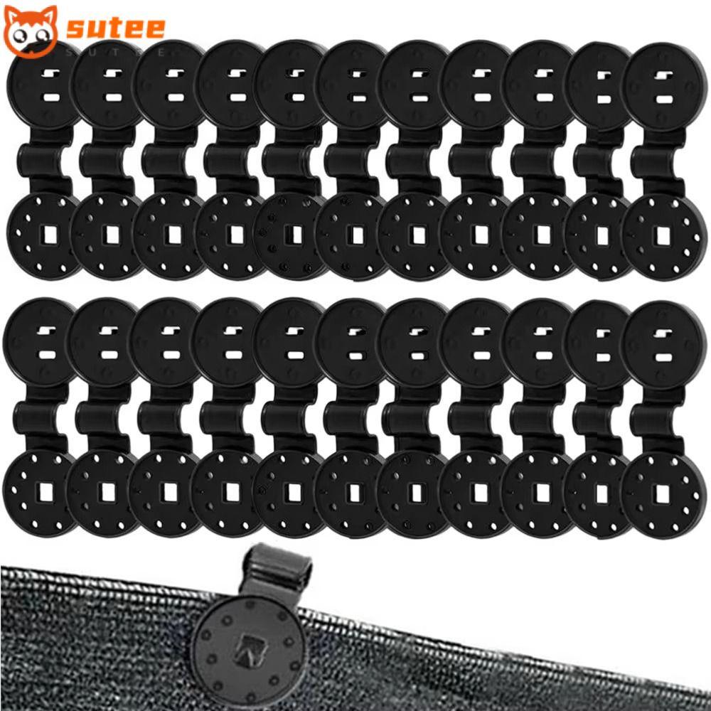 SUTEEE 50 ชิ้นผ้าร่มเงาคลิปพลาสติก,อุปกรณ์เสริมรอบ Heavy Duty ล็อค Grip,แบบพกพาสีดําผ้าแบบใช้ซ้ําได้ Fix Clamps สําหรับเรือนกระจกผัก