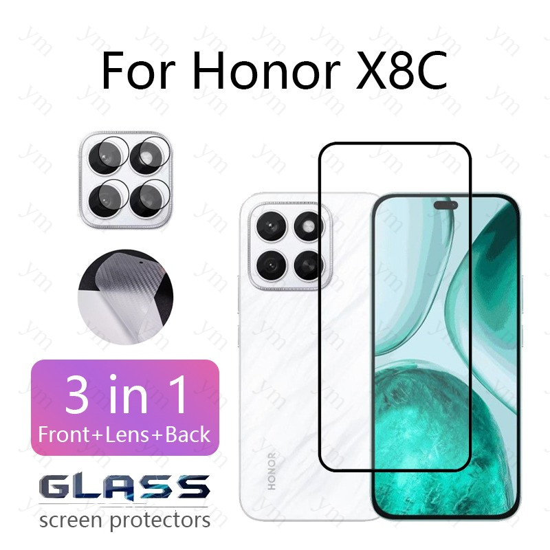 3 In 1 ฟิล์ม ฟิล์มกระจก Honor X8C HD กระจกนิรภัยป้องกันหน้าจอ Guard ป้องกันป้องกันฟิล์มสําหรับ Honor