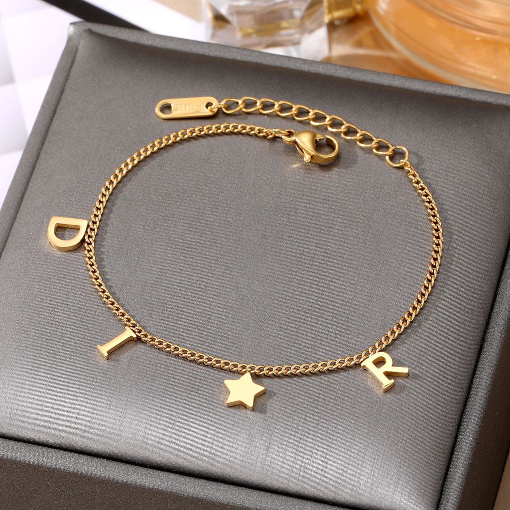 สร้อยข้อมือ Titanium Steel ทอง 18K คู่ สไตล์มินิมอล เครื่องประดับแฟชั่น เหมาะเป็นของขวัญในฤดูร้อน