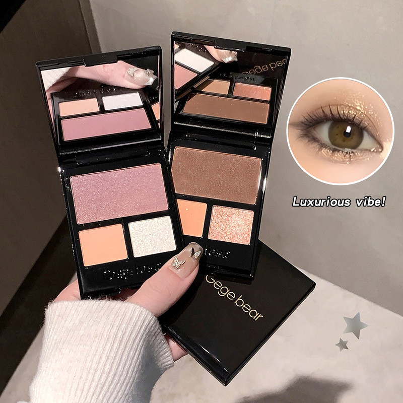 Gege bear 3 Colour Eyeshadow Palette Neutral Earth Tone Daily Makeup Natural Shimmer Highlight Conto