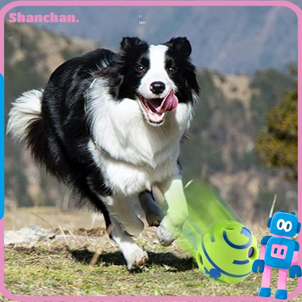 SHANCHAN Wobble Wag Giggle Ball, Pet Squeakers ของเล่นสุนัขตลก, ไม่ต้องใช้แบตเตอรี่ม้วนของเล่นโต้ตอบ