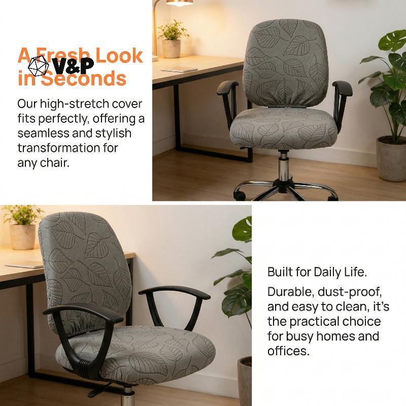 [V&PT] 2 Pa Stretch Office Chair Cover Jacquard Anti Dust Washable Armchair Protector for Home and W