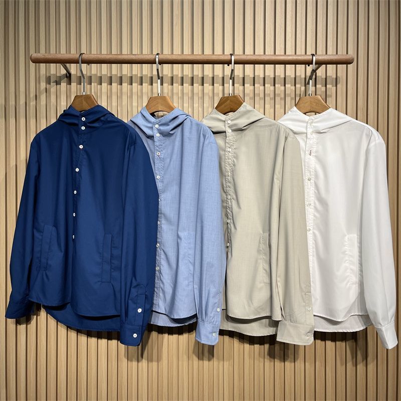 XJ8G Kit** Spring and summer new men's classic fashion solid color button-up business casual hooded 