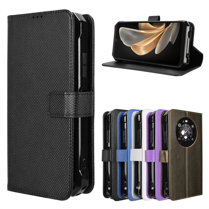 เหมาะสําหรับ Fossibot F109 เคสโทรศัพท์ Flip Fossibot F109 รูปแบบเพชรซองหนังการ์ดเชือกเส้นเล็กกรณี