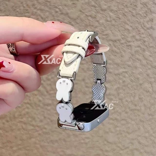 Miffy กระต่ายหนังนาฬิกาสําหรับ HUAWEI band 11/11Pro/10/9/8 น่ารักผู้หญิงหรูหราสําหรับ huawei band 8/9/10สายรัดข้อมือแฟชั่น ﻿