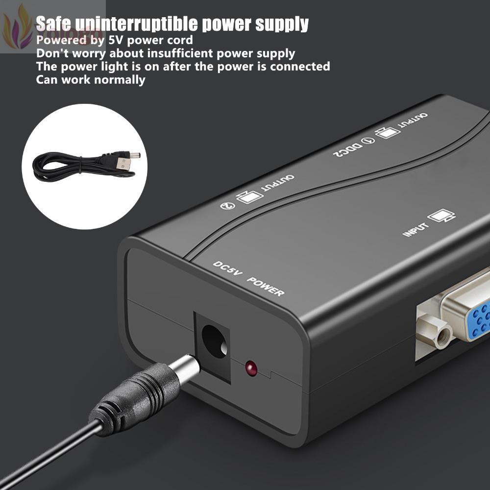 YOLOGO VGA Splitter, 1 in 2 Out 1920x1440 1080P Video Splitter, HD Video Splitter USB ขับเคลื่อน 250