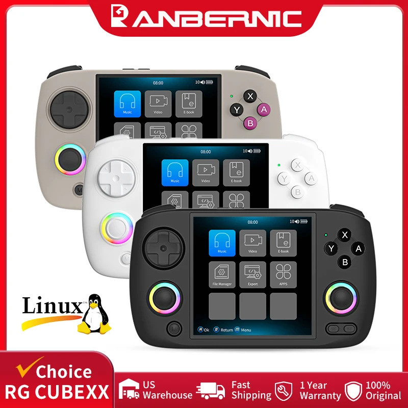 ANBERNIC RG CubeXX เกมคอนโซลมือถือ 3.95 "หน้าจอ IPS 64-bit Linux ระบบ H700 3800mAh Wi-Fi บลูทูธ Retr