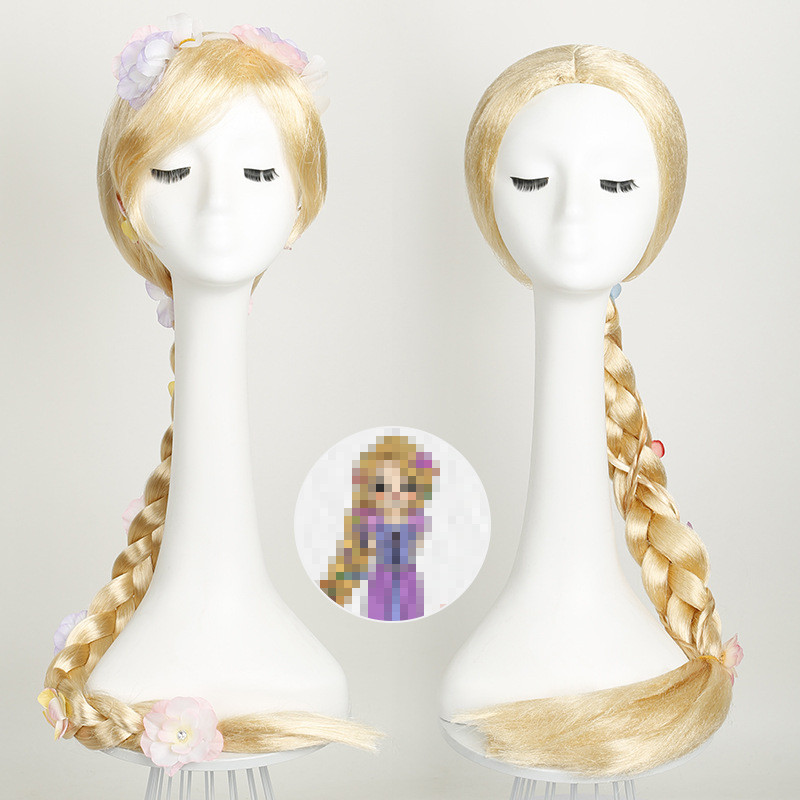Cardamom Magic Rapunzel Princess Le Pei พร้อม Braids Golden Disney คอสเพลย์วิกผม