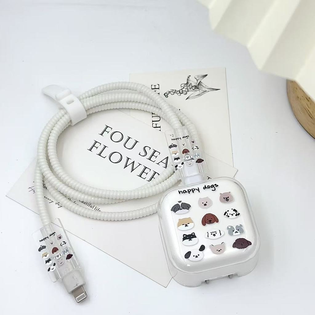 น่ารัก Litle Dog Soft Silicone Charger Case น่ารัก Charger Cover Cable Protector สําหรับ iPhone 40w 