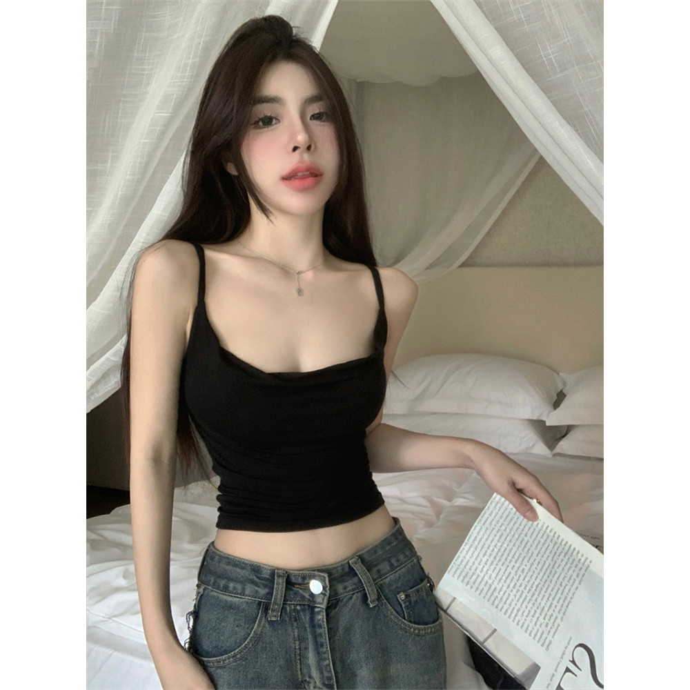 🍋Evelyn🍋เสื้อครอป ยืดพอดีใส่สบายมาก เข้ารูปเสริมฟองน้ำ สีสดใส เสื้อสายเดี่ยว สไตล์เกาหลี พร้อมส่ง - รูปที่ 5