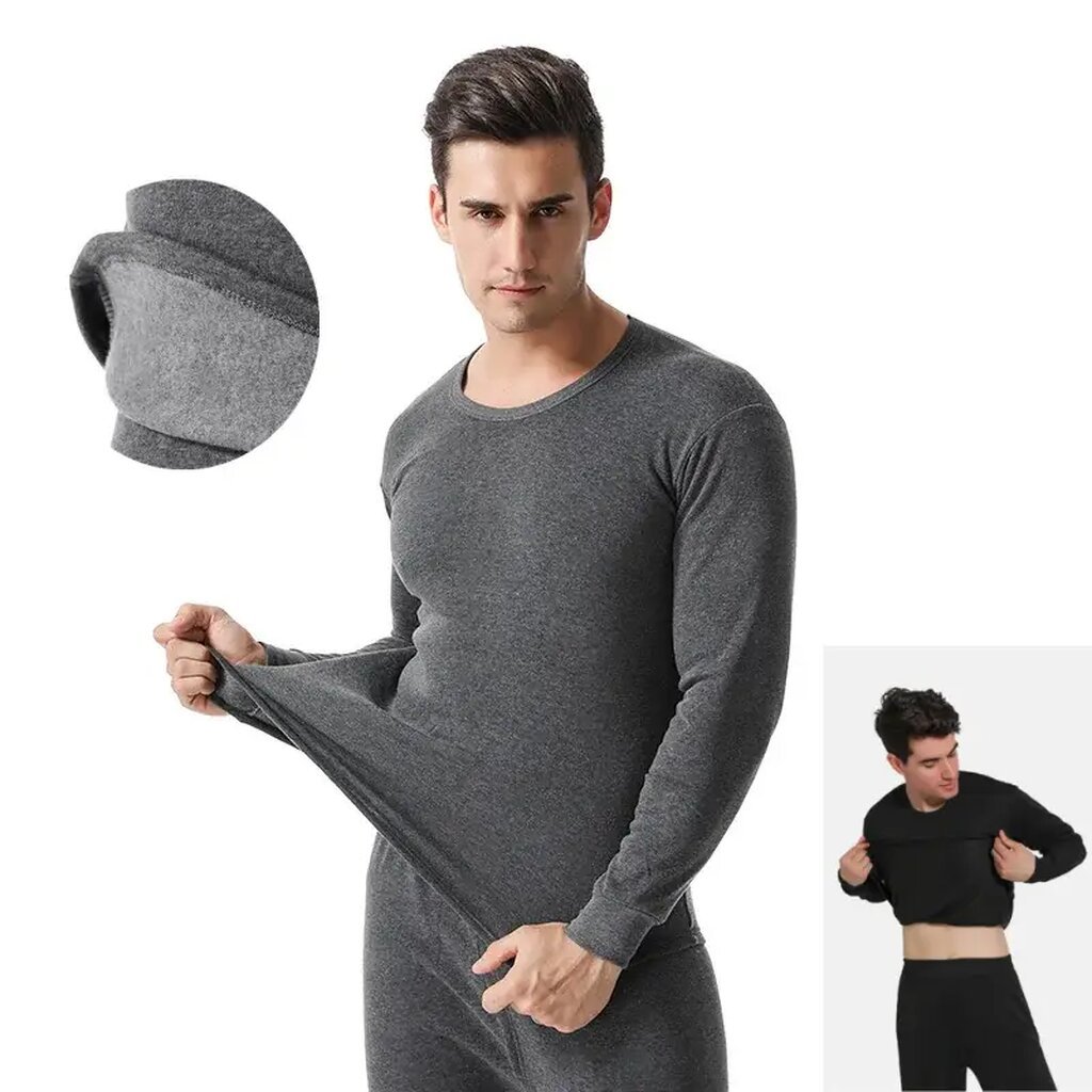 HEATTECH (ฮีทเทคชาย เสื้อ+กางเกง) L-4XL ใส่กันหนาว/เพิ่มความอุ่น ด้านในเป็นเนื้อสักหลาด น้ำหนักเบา