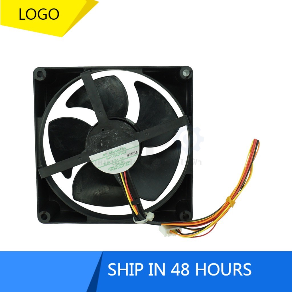 พัดลมไอเย็น พัดลมตู้เย็น TOSHIBA DC 12V 0.25A รุ่น AU-11240R-04 ขนาด 4.5"x4.5" 4 สาย อะไหล่ตู้เย็น