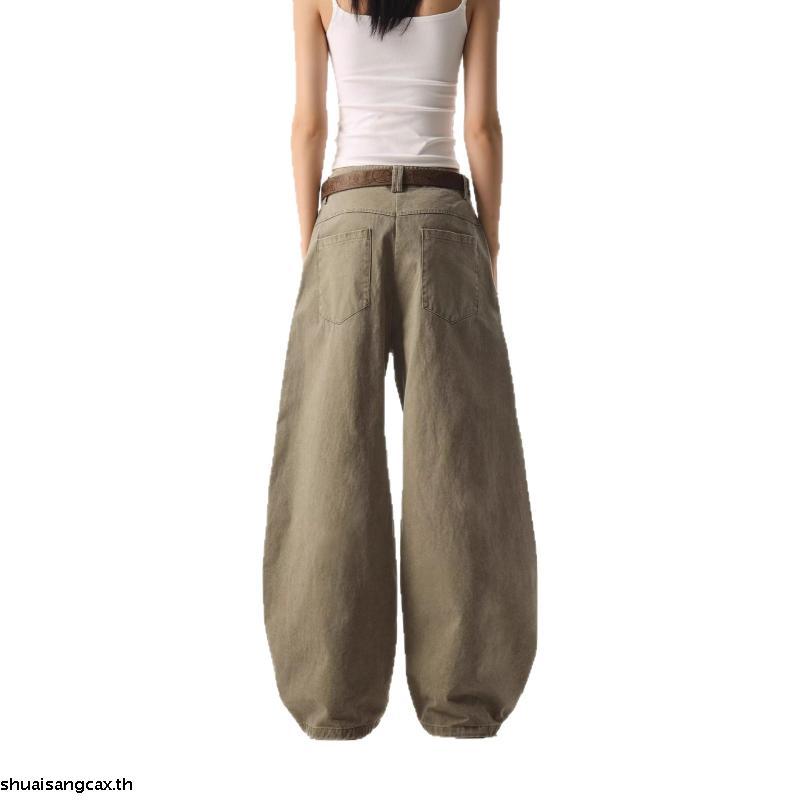 AMUSE BKK - Perry Pants กางเกงขายาว ทรงบาเรล ดีเทลแต่งหมุด ผ้าฟอก