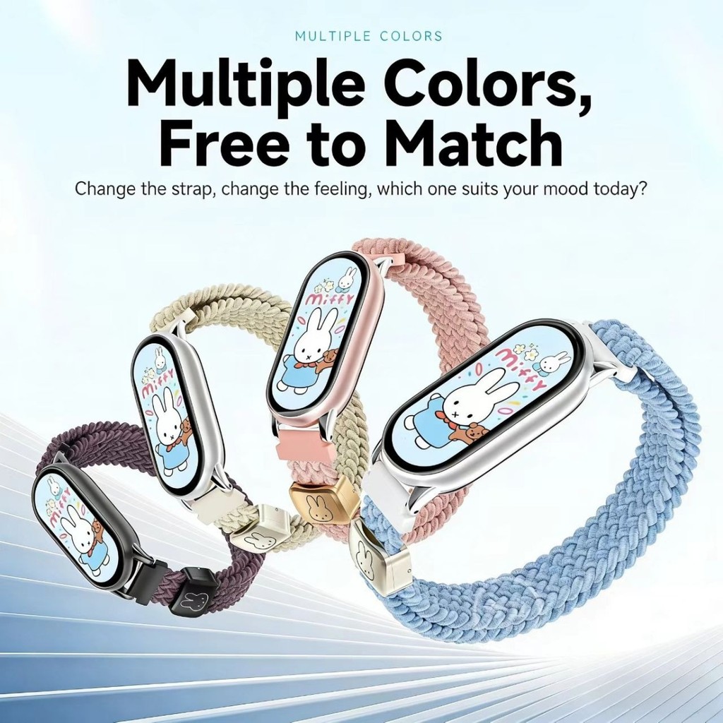 Braided Solo Loop สําหรับ Xiaomi mi Band 11 8 9 10 แม่เหล็กสร้อยข้อมือไนลอนยืดหยุ่นสําหรับ Redmi watch 4 5 6 สายนาฬิกา