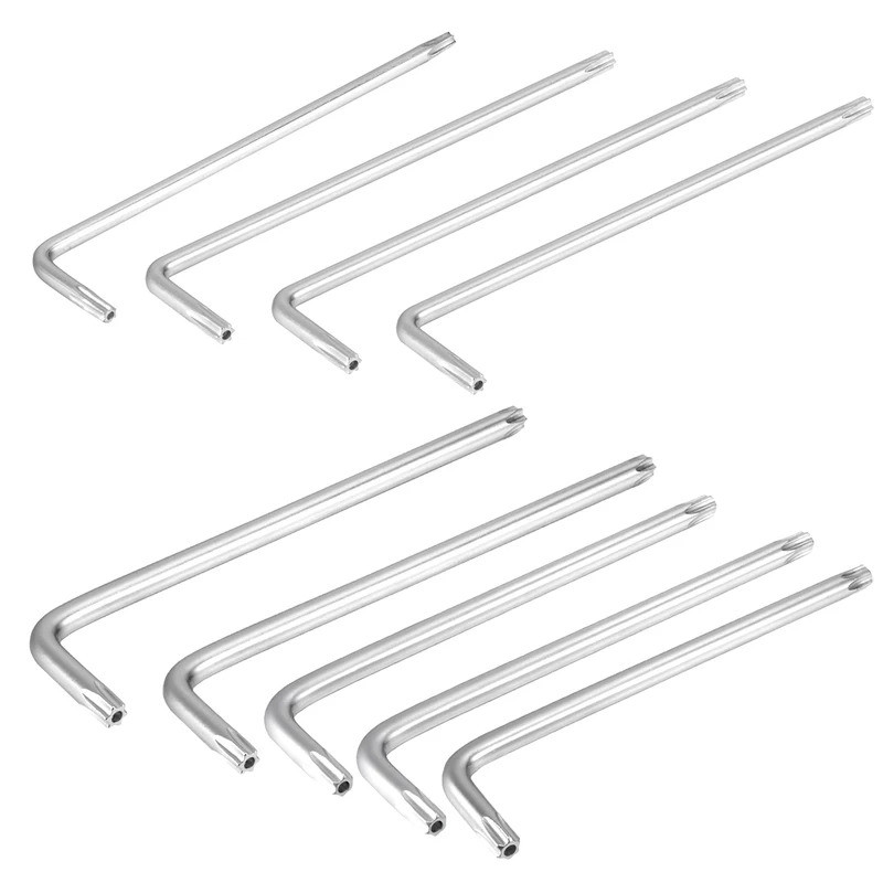 T10 T15 T20 T25 T27 T30 T40 T45 T50 ยาว Tamper Proof Torx ประแจ Star Key Bit ประแจ L-Shape ประแจชุบน