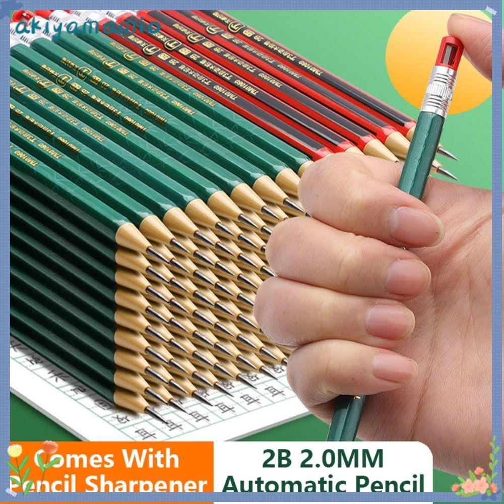 ดินสอกด AKIYAMAMIO, 2.0 มม.2B Sketch Drawing Writing Tool ดินสออัตโนมัติ, ชนิดกดคุณภาพสูงมาพร้อมกับ 