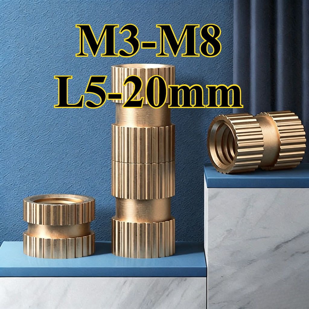 น็อต B สลับเดี่ยวรูตาบอด, ชิ้นส่วนฝัง, การฉีดขึ้นรูปทองแดง, น็อต knurled, น็อตทองแดง M3/M4/M5/M6/M8 L5-20mm (YDD-LD-MB)