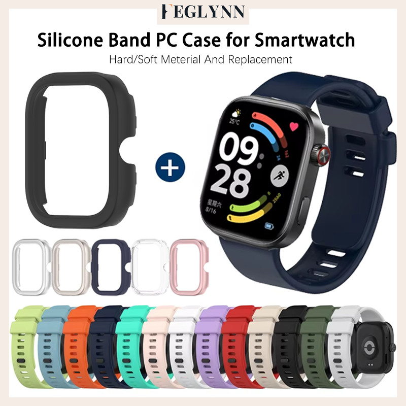 สายซิลิโคนกรณีพีซี for Smartwatch Xiaomi Redmi Watch 6 5 แถบยางกีฬาอ่อนฝาครอบคลุมหน้าจอแข็ง for Xiaomi Redmi Watch 4