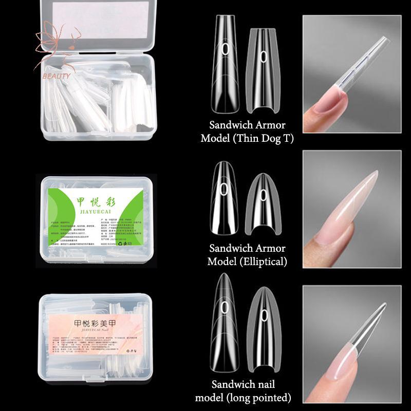 [maybeauty] แซนวิช Dual Nail Forms 60 ชิ้น 15 ขนาด Quick Extensions-Dual รูปแบบ T-shaped Ellipse ทําเล็บมือแม่พิมพ์ด้านบนแม่พิมพ์ด้านล่าง 3D {TH}
