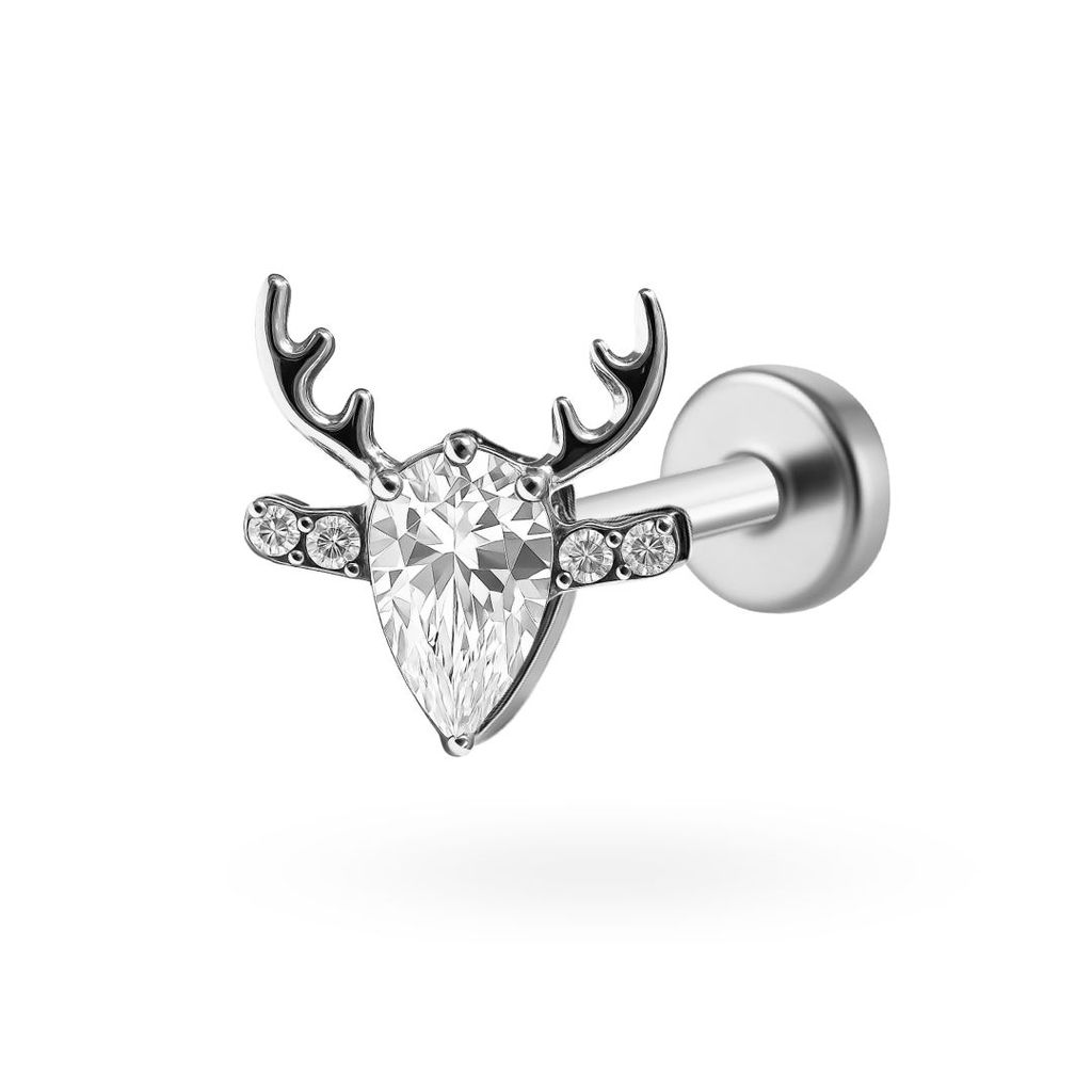Rudolf Reindeer Titanium Flatback Earring (1ชิ้น)