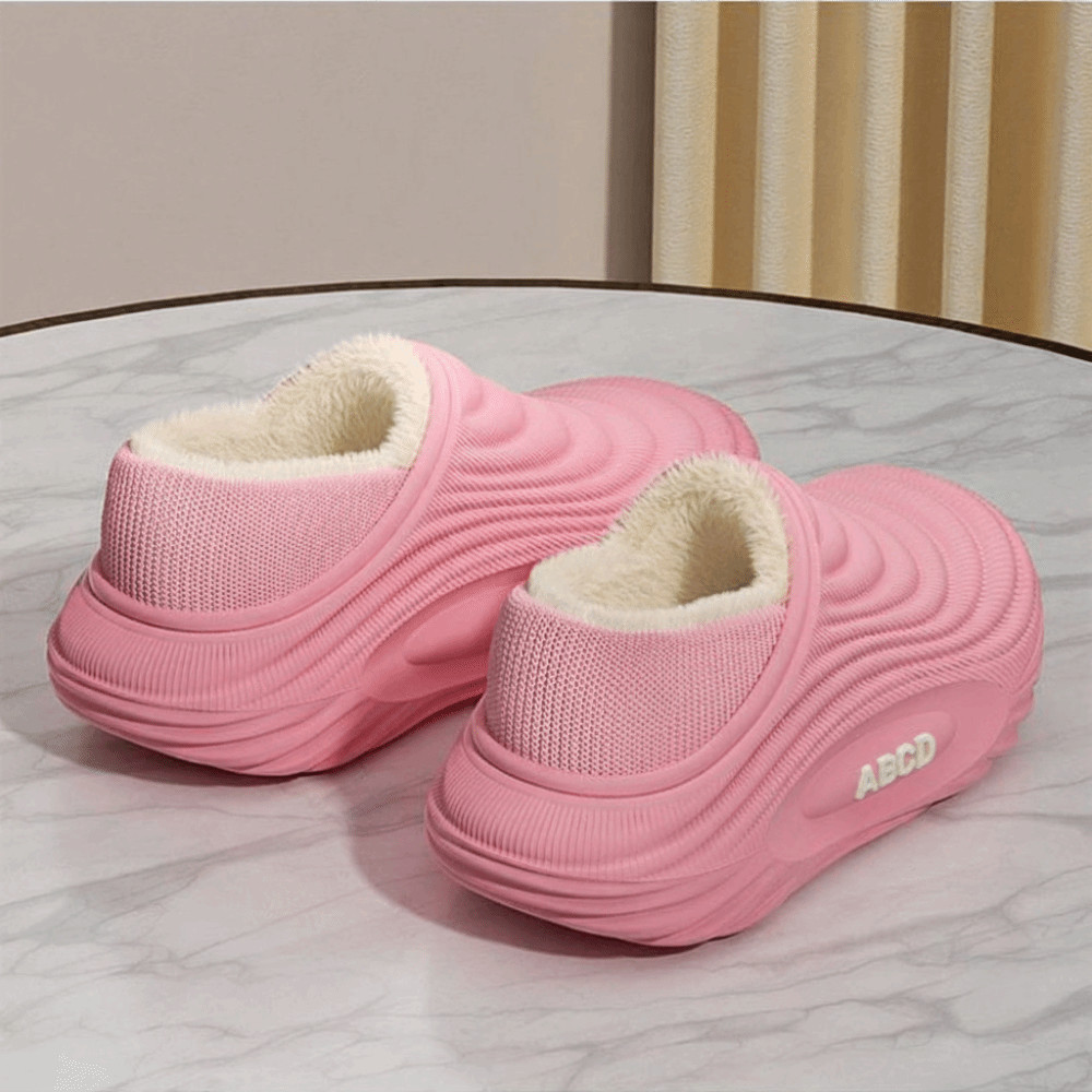 รองเท้าแตะผ้าฝ้ายพื้นหนามาพร้อม EVA กันหนาวสำหรับผู้หญิง ใส่ง่ายและปลอดภัยในทุกสภาพอากาศ - รูปที่ 4