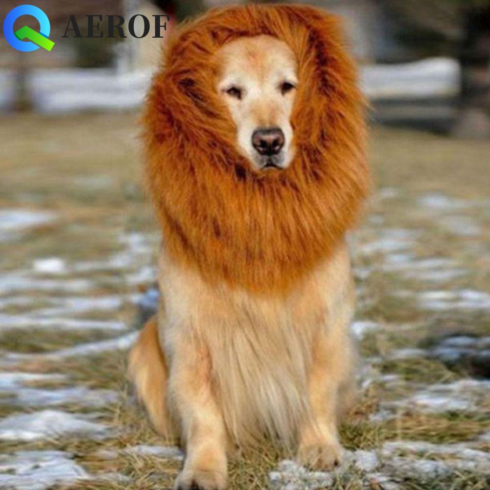 AEROF หมวกสิงโตสมจริงตลกสุนัขขนาดใหญ่ขนาดกลางอุปกรณ์สัตว์เลี้ยงปาร์ตี้คริสต์มาสเครื่องแต่งกาย Mane