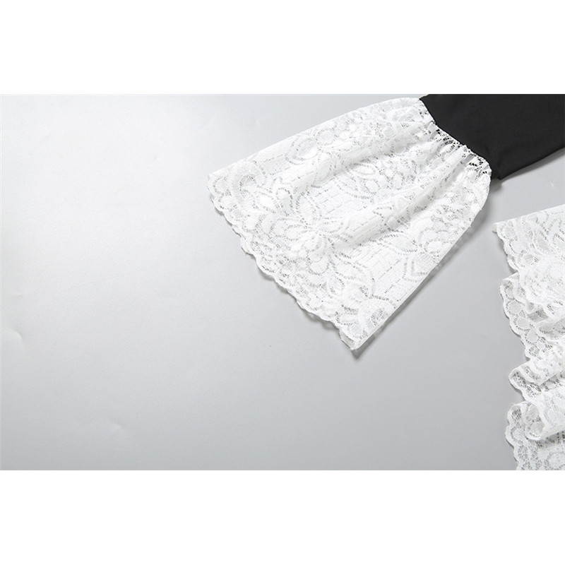 ชุดสตรีสไตล์ยุโรปและอเมริกัน ฤดูใบไม้ร่วงถึงฤดูหนาว 2025 เข้าทรงดูผอม แขนยาว มีลูกไม้ - รูปที่ 4