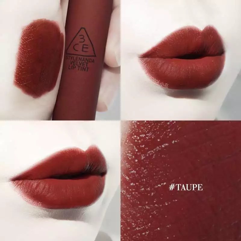 Xiaozai 3ce ลิปกลอส taupe 3ce ลิปสติก อิฐฟักทอง สีพลัมสีแดง มะเขือเทศเน่า Ox Blood Berry สี Cloud