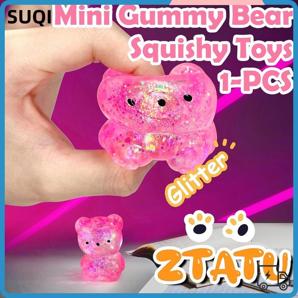 SUQI Sugar Stress Ball Sensory ของเล่น, Gummy Bear หมีน่ารัก Squishy Fidget ของเล่น, ร้อนตลกนุ่มความ
