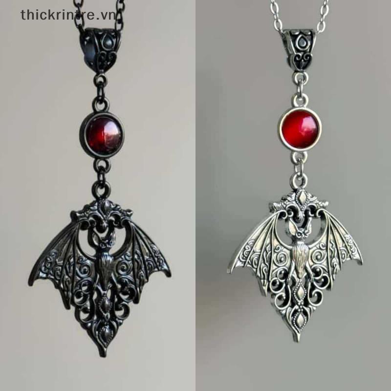 THI Gothic Vintage ค้างคาว Choker จี้สร้อยคอสําหรับผู้ชายผู้หญิง Hip Hop Biker Party เครื่องประดับ V