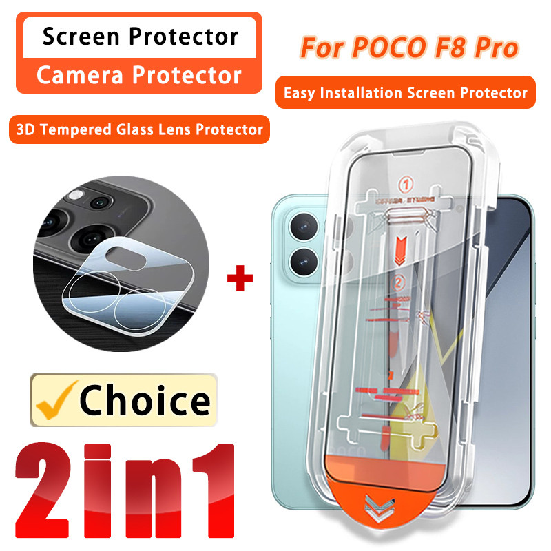 2 IN 1 ฟิล์ม POCO F8 Pro ฟิล์มกระจกนิรภัยสําหรับ POCO F8 Pro F7 X7 M7 F6 F5 X6 X5 M6 M5 Pro Ultra Pl