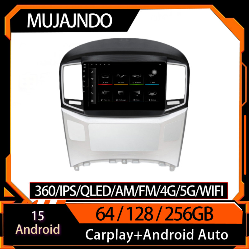 MUJAJNDO 9 นิ้วสําหรับ hyundai starex 2017-2021 android15 64 128 256GB สั่งงานด้วยเสียงเครื่องเสียงร