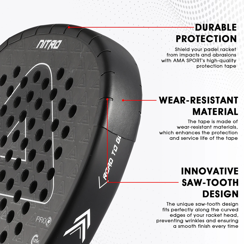AMSport Protective Head Frame Racket Padel TPU Head Guard Tape Big Tooth - BTR42