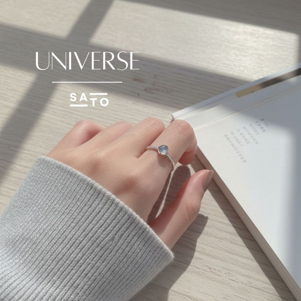 SATO แหวน Universe Rings แหวนมูนสโตน แหวนเงินแท้925 แหวนเงิน แหวนปรับขนาด แหวนแฟชั่น J005