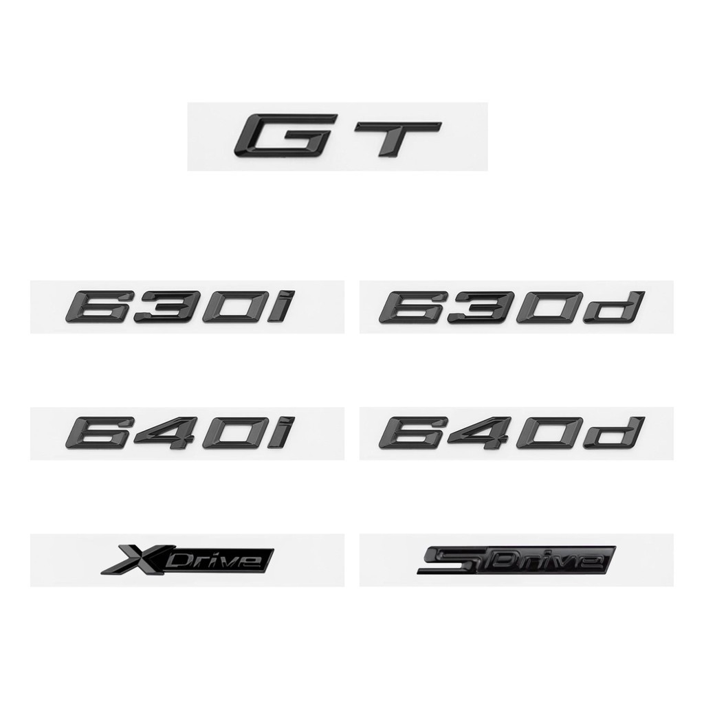 สีดําเงา GT 630i 630d 640i 640d XDrive SDrive ABS ตัวเลขตัวอักษรสัญลักษณ์สําหรับ BMW GT Series E63 E