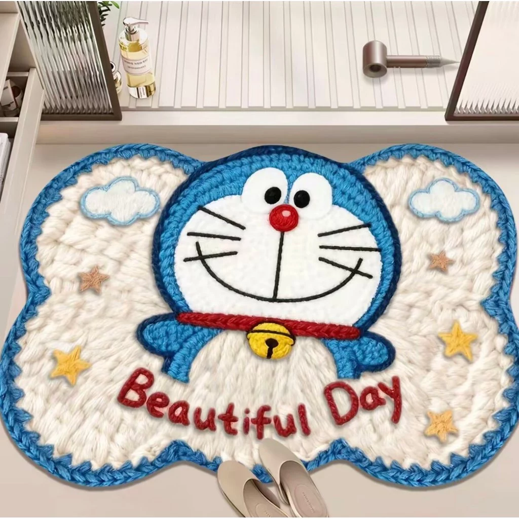 พรมเช็ดเท้าลายการ์ตูนโดราเอมอน แผ่นพื้นดูดซับสำหรับห้องนอนและห้องครัว