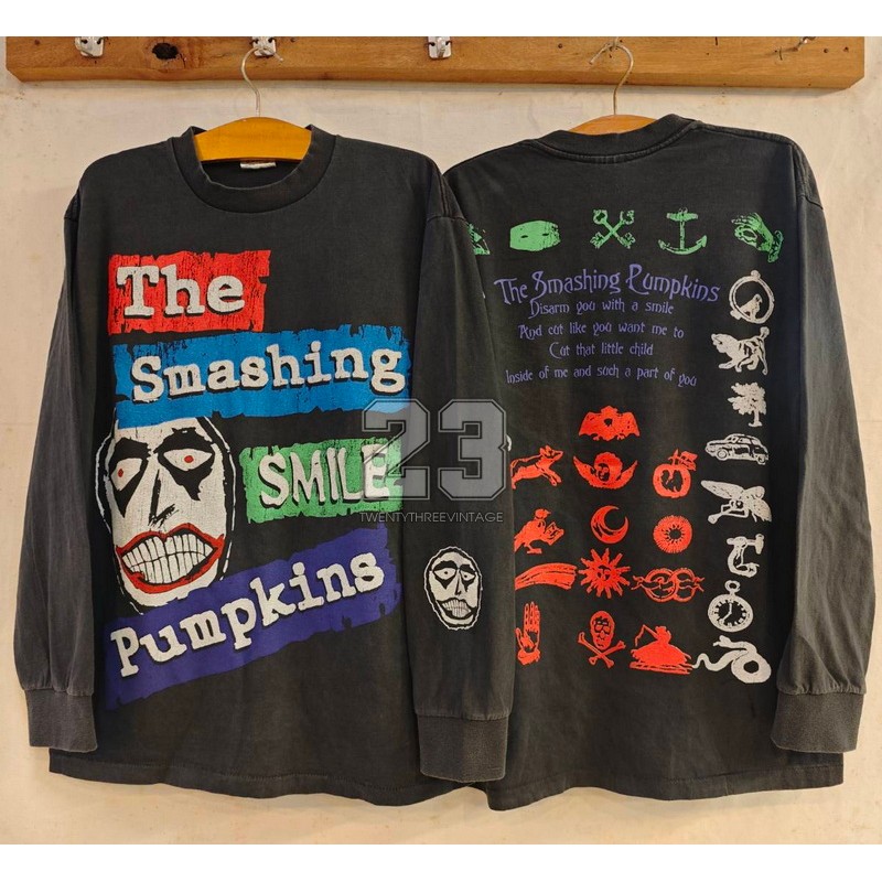 [ 23 ] The Smashing Pumpkins SMILE PUMPKINS Bio Washed Long Sleeve เสื้อวินเทจ เสื้อทัวร์ วงร๊อค  vi