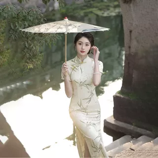 Veewink พร้อมส่งจากกทม ชุดกี่เพ้ารุ่นสาววัยรุ่น สีเรียบหรู เนื้อผ้าคุณภาพสูง ใส่กระชับเรียวยาว สไตล์จีนร่วมสมัยสุดพิเศษ