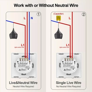 สวิตช์อัจฉริยะ Wifi RF433 Neutral/No-Neural Tuya Control ทํางานร่วมกับ Alexa Google Home WiFi สมาร์ท Home Touch Switch